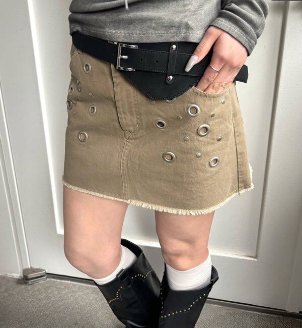  「硫化ツイルアイレットミニスカート」|スカート|