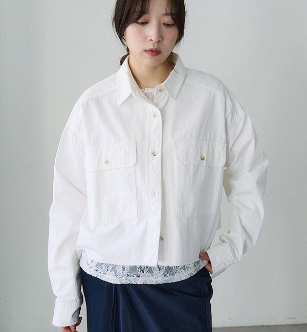  「【26SS予約】デニムオーバーショートシャツ」|シャツ・ブラウス|ホワイト