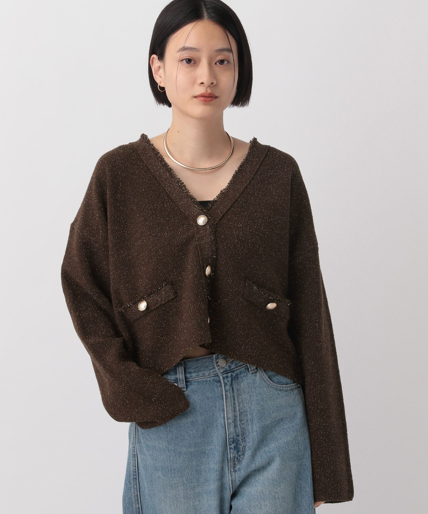 A part by 「ツイードVカーディガン」|ニット・セーター|