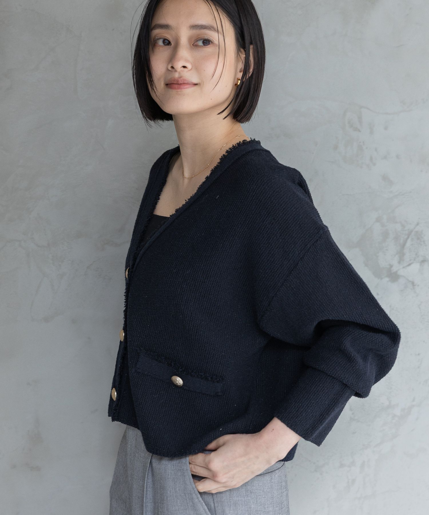 A part by 「ツイードVカーディガン」|ニット・セーター|