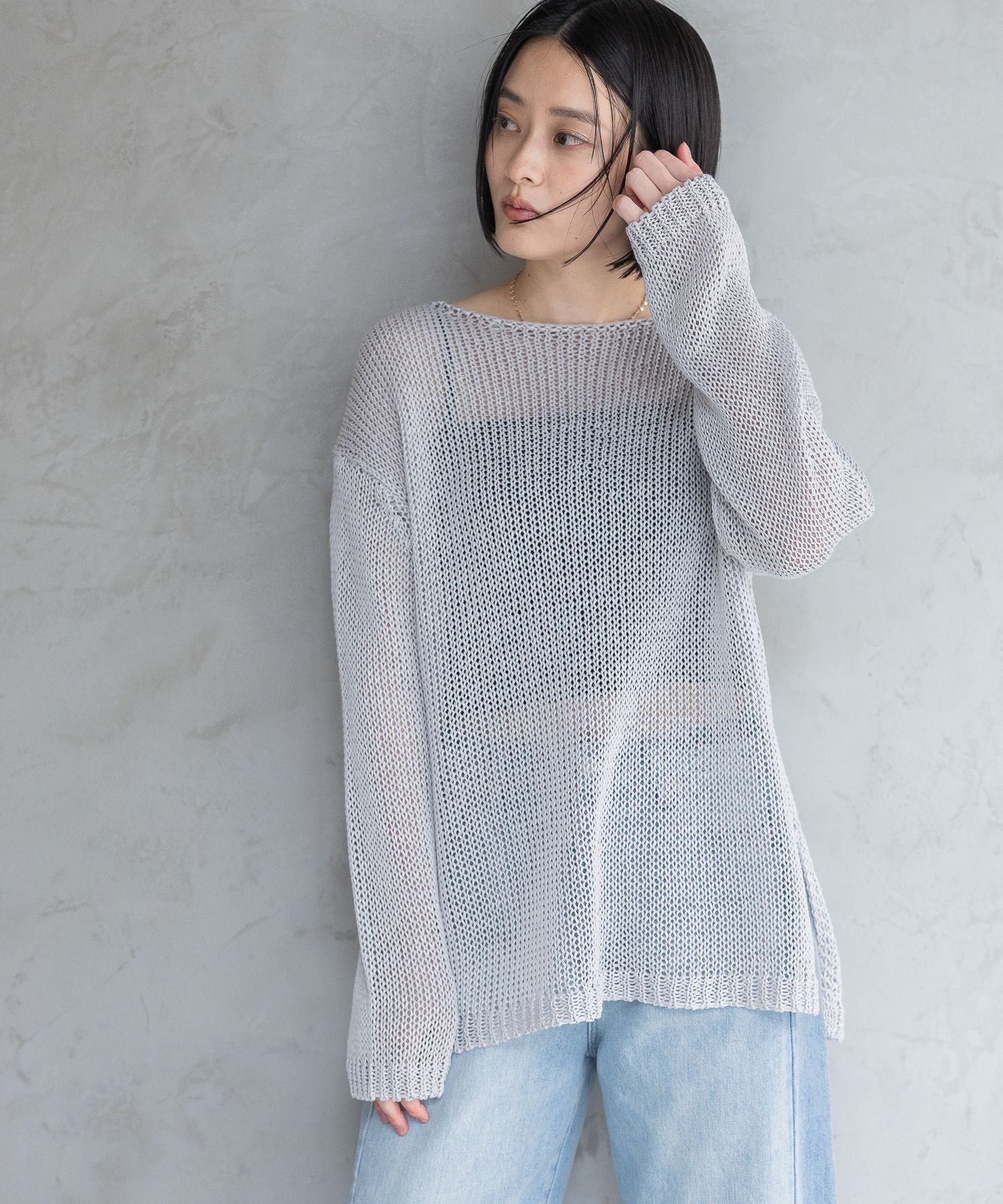 A part by 「リネンコンメッシュプルオーバー」|ニット・セーター|ホワイト