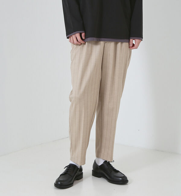 ABAHOUSE「【マルチストライプ】ワイド テーパードパンツ / スラックス」|スラックス|ベージュ
