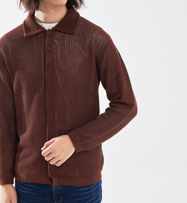 ABAHOUSE「メッシュニット ポロ カーディガン / サマーニット」|カーディガン|