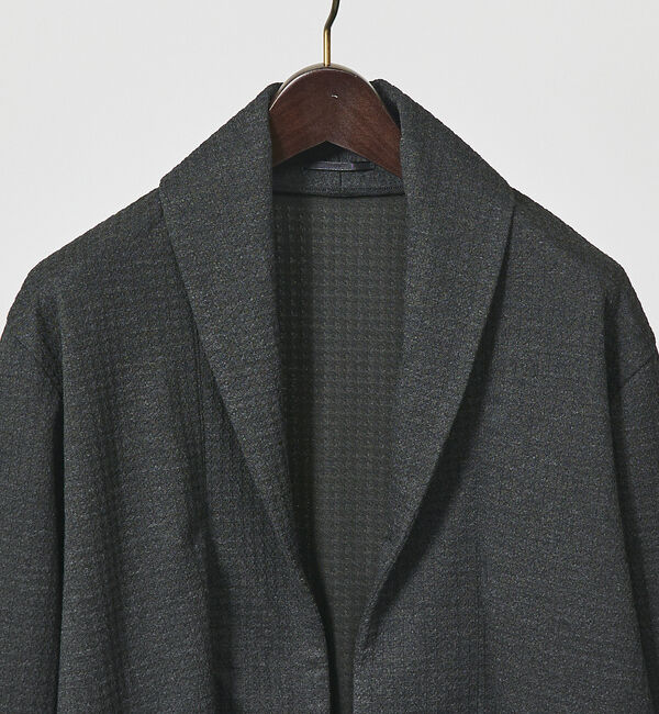 ABAHOUSE「【ボタンレス】千鳥柄フクレガジャガード　ショールカラー カーディガン」|カーディガン|