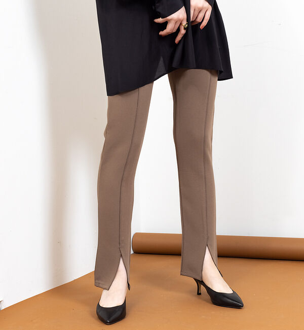 Rouge vif「フロントスリットウエストゴムパンツ」|その他|モカ