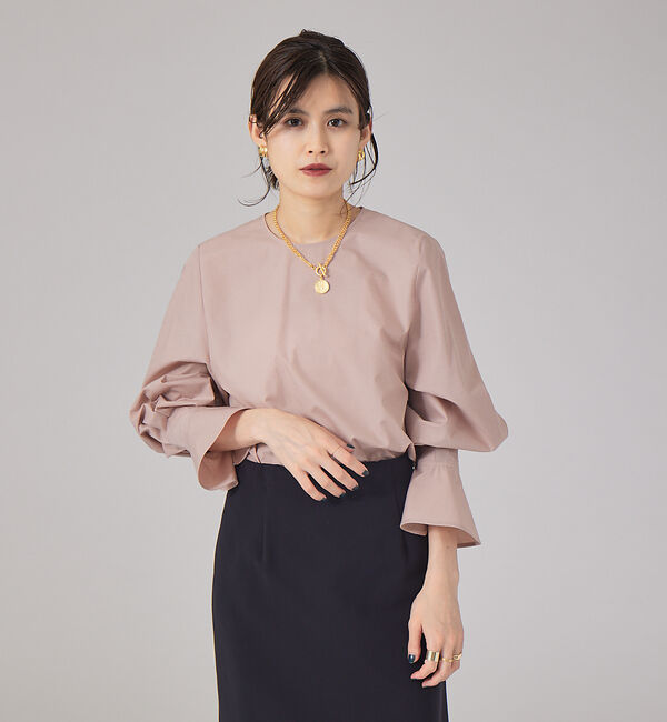 Rouge vif「タックフレアブラウス」|シャツ・ブラウス|スモークピンク