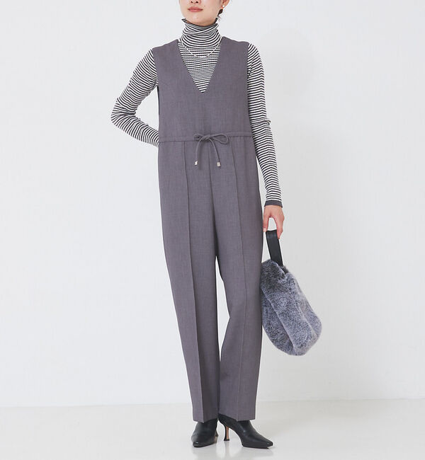 qualite「ダブルクロスドロストオールインワン」|その他|グレー