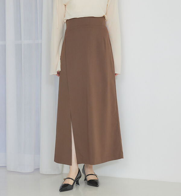 SELFIST「ショートパンツ付きスリットロングスカート」|スカート|ブラウン