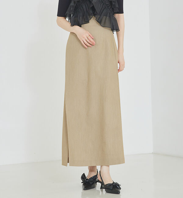 SELFIST「ショートパンツ付きスリットロングスカート」|スカート|ベージュ