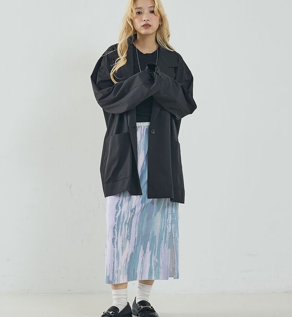 NOMINE「【セットアップ対応】ペイント柄 スリット スカート【予約】」|スカート|