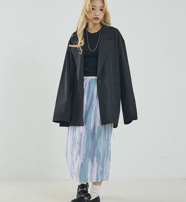 NOMINE「【セットアップ対応】ペイント柄 スリット スカート【予約】」|スカート|