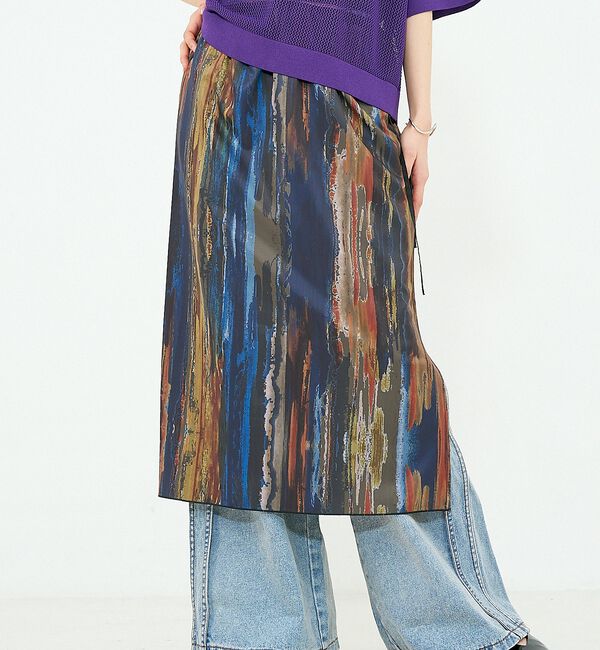 NOMINE「【セットアップ対応】ペイント柄 スリット スカート【予約】」|スカート|