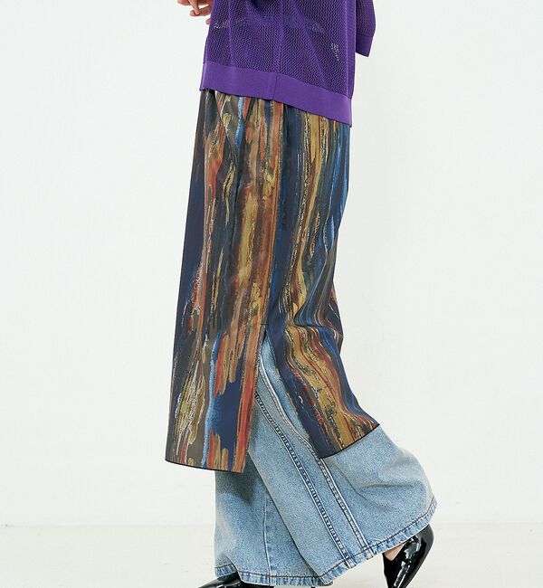 NOMINE「【セットアップ対応】ペイント柄 スリット スカート【予約】」|スカート|