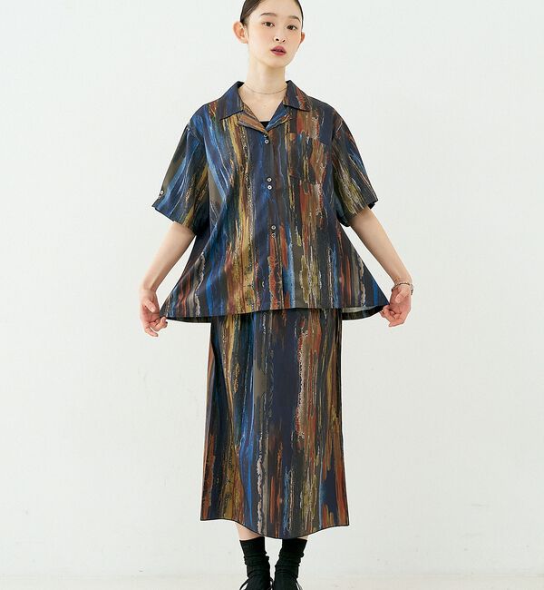 NOMINE「【セットアップ対応】ペイント柄 スリット スカート【予約】」|スカート|