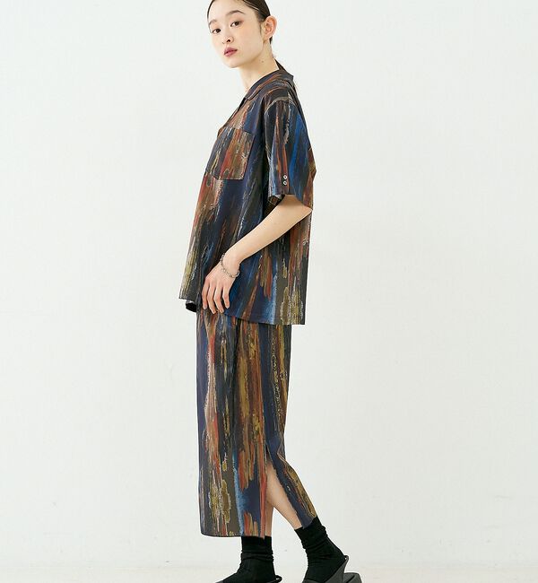 NOMINE「【セットアップ対応】ペイント柄 スリット スカート【予約】」|スカート|