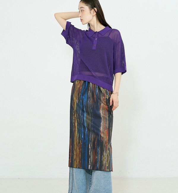 NOMINE「【セットアップ対応】ペイント柄 スリット スカート【予約】」|スカート|