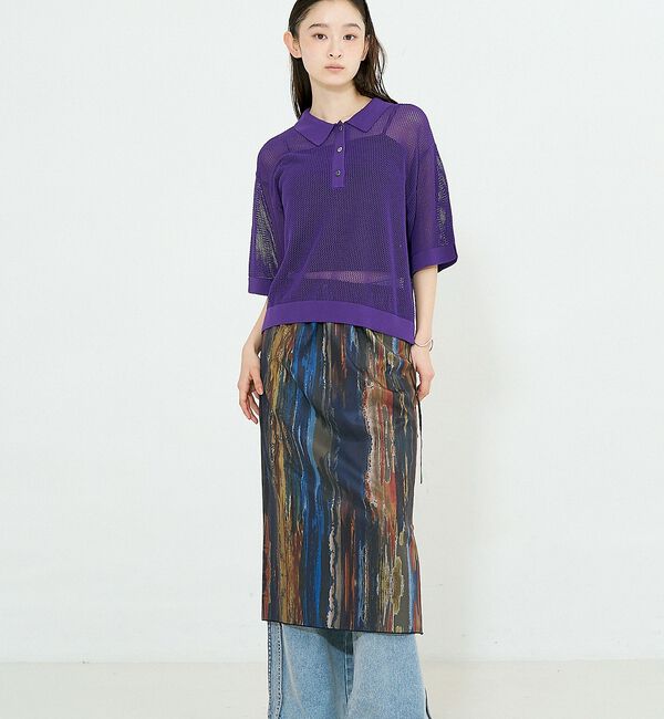 NOMINE「【セットアップ対応】ペイント柄 スリット スカート【予約】」|スカート|