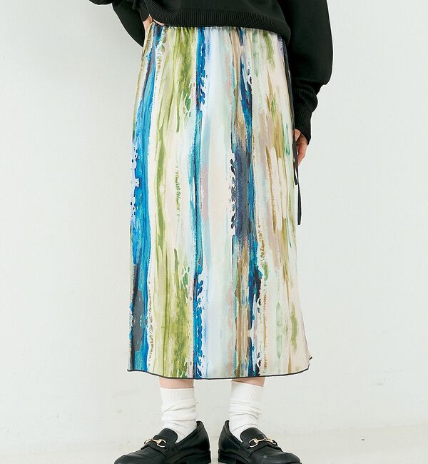 NOMINE「【セットアップ対応】ペイント柄 スリット スカート【予約】」|スカート|
