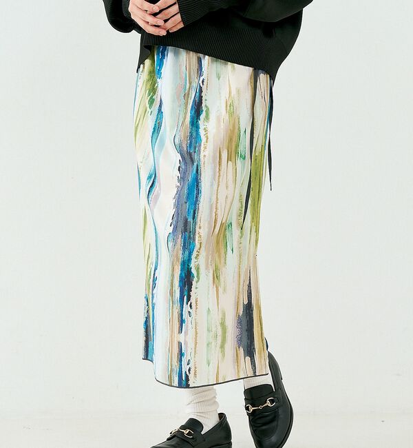 NOMINE「【セットアップ対応】ペイント柄 スリット スカート【予約】」|スカート|