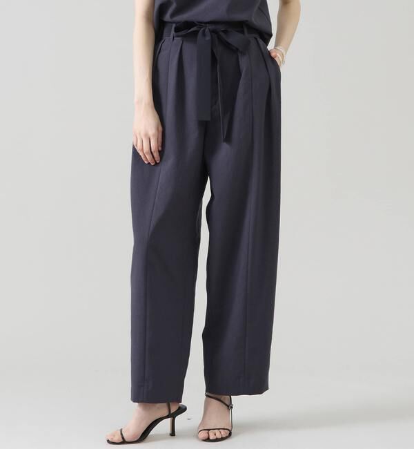 TIARA「バイカラーリボンカーブパンツ（セットアップ可）」|スラックス|チャコールグレー