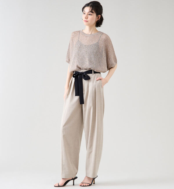 TIARA「バイカラーリボンカーブパンツ（セットアップ可）」|スラックス|