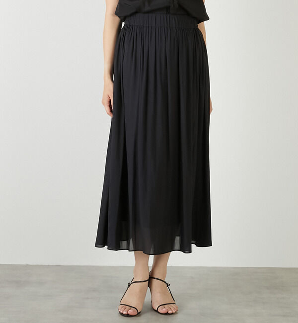 TIARA「ドライタッチギャザースカート」|スカート|ブラック