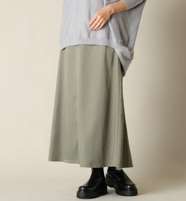 Liesse「サテンフレアスカート」|スカート|カーキ
