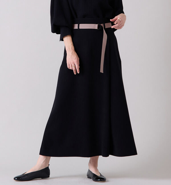 Liesse「バックサテンバイカラーベルトスカート」|スカート|ブラック