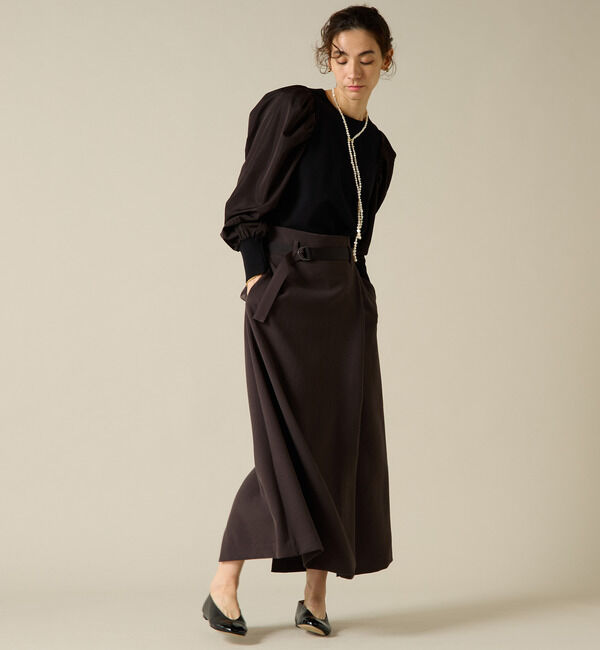 Liesse「バックサテンバイカラーベルトスカート」|スカート|