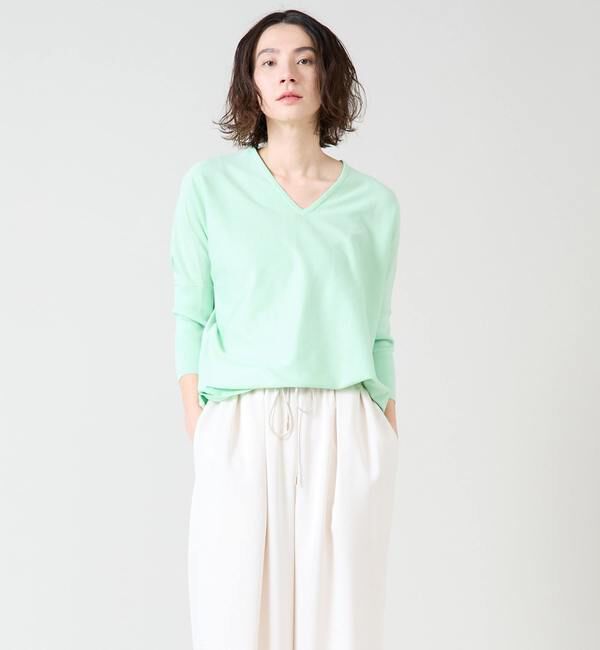 Liesse「シルク混Vネックドルマンニット」|ニット・セーター|ミント