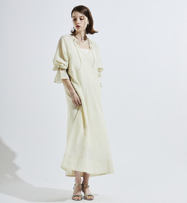 SOFFITTO「綿麻しわ加工テントラインワンピース」|ワンピース|
