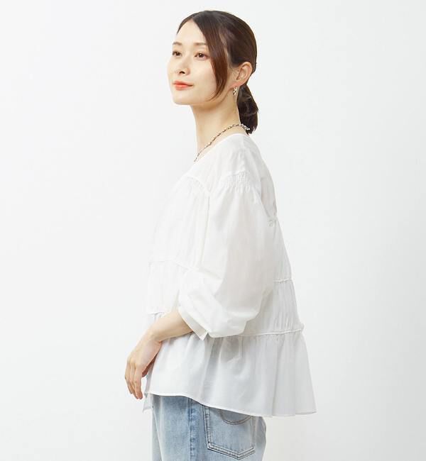Soffitto「綿シルク前後2WAYリボンギャザーブラウス」|シャツ・ブラウス|