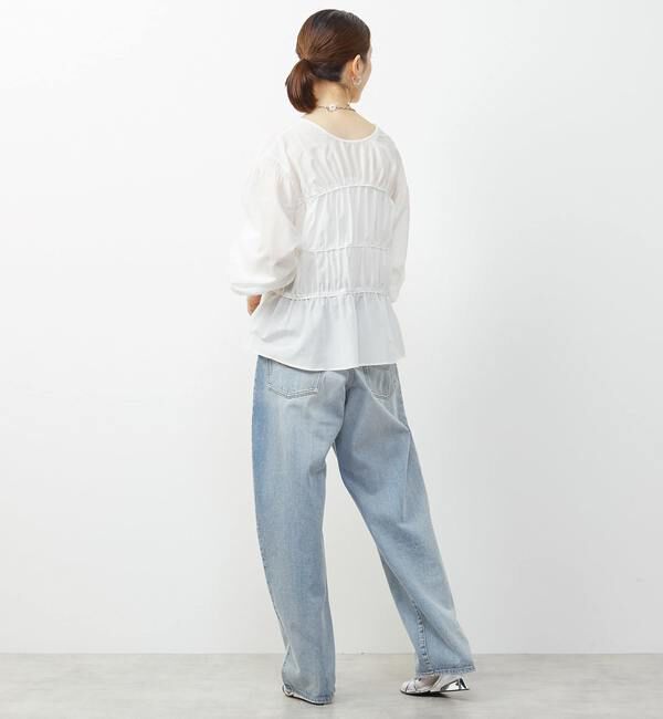 Soffitto「綿シルク前後2WAYリボンギャザーブラウス」|シャツ・ブラウス|