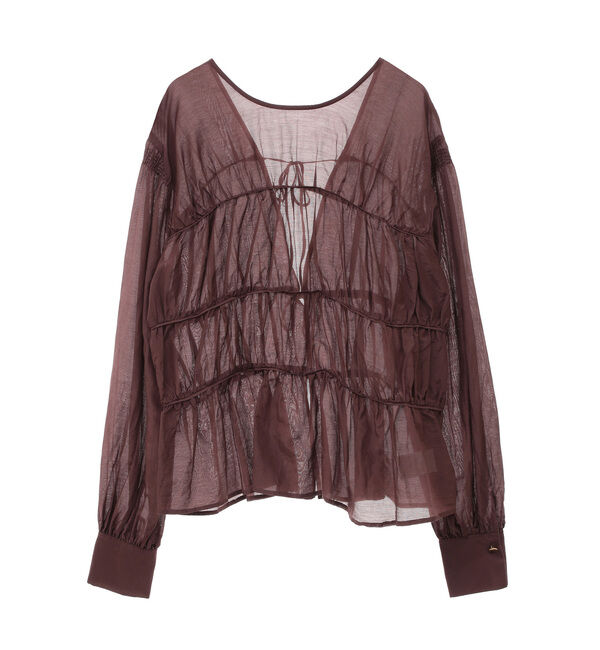 Soffitto「綿シルク前後2WAYリボンギャザーブラウス」|シャツ・ブラウス|