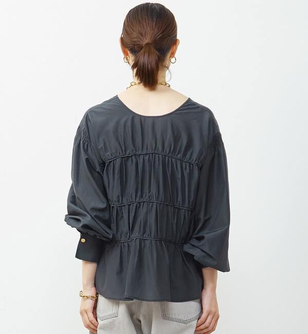 Soffitto「綿シルク前後2WAYリボンギャザーブラウス」|シャツ・ブラウス|