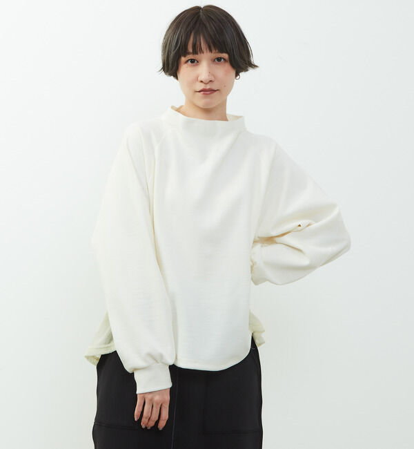 Soffitto「【nota della mano sinistra（ノータ デラ マノ シニストラ）】素材切替オフタートップス」|Tシャツ・カットソー|オフホワイト