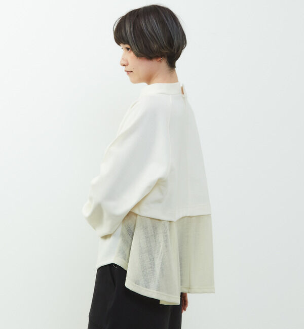 Soffitto「【nota della mano sinistra（ノータ デラ マノ シニストラ）】素材切替オフタートップス」|Tシャツ・カットソー|