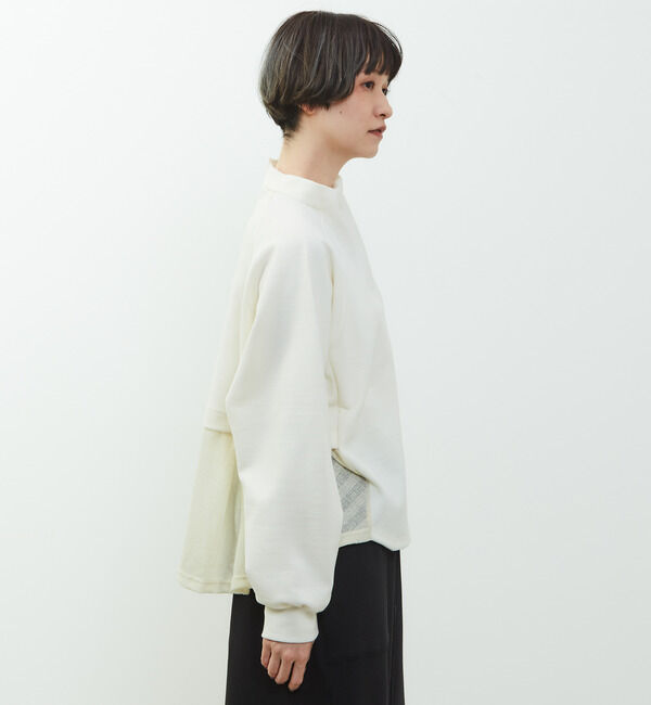 Soffitto「【nota della mano sinistra（ノータ デラ マノ シニストラ）】素材切替オフタートップス」|Tシャツ・カットソー|