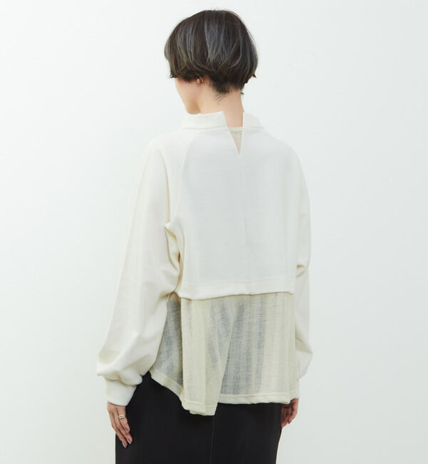 Soffitto「【nota della mano sinistra（ノータ デラ マノ シニストラ）】素材切替オフタートップス」|Tシャツ・カットソー|