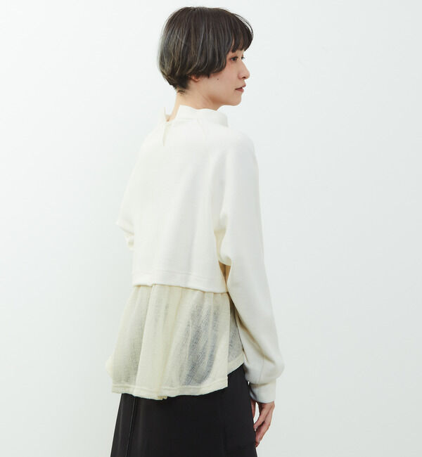 Soffitto「【nota della mano sinistra（ノータ デラ マノ シニストラ）】素材切替オフタートップス」|Tシャツ・カットソー|