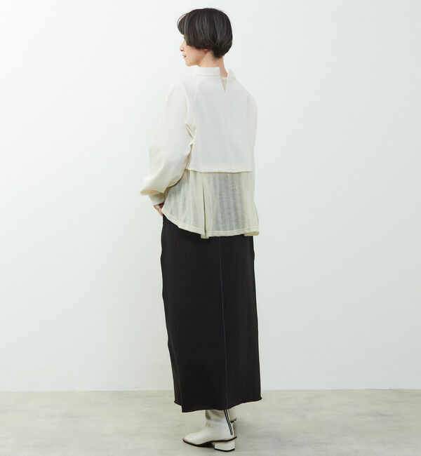 Soffitto「【nota della mano sinistra（ノータ デラ マノ シニストラ）】素材切替オフタートップス」|Tシャツ・カットソー|