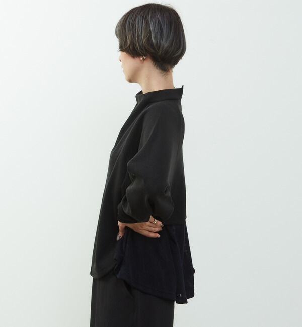 Soffitto「【nota della mano sinistra（ノータ デラ マノ シニストラ）】素材切替オフタートップス」|Tシャツ・カットソー|