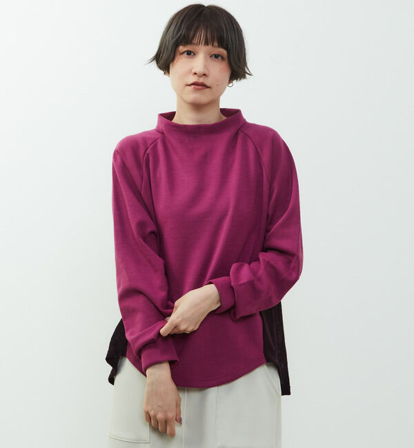 Soffitto「【nota della mano sinistra（ノータ デラ マノ シニストラ）】素材切替オフタートップス」|Tシャツ・カットソー|