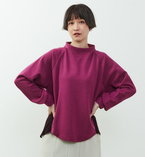 Soffitto「【nota della mano sinistra（ノータ デラ マノ シニストラ）】素材切替オフタートップス」|Tシャツ・カットソー|