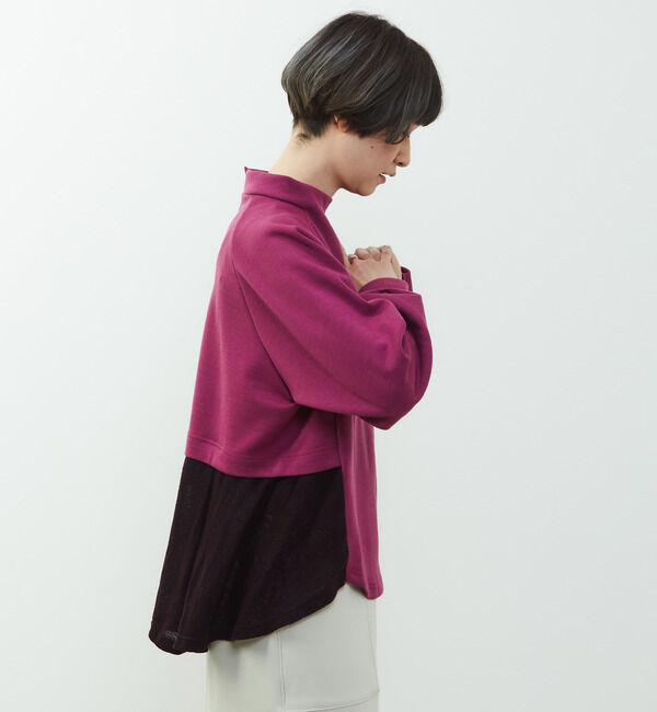 Soffitto「【nota della mano sinistra（ノータ デラ マノ シニストラ）】素材切替オフタートップス」|Tシャツ・カットソー|