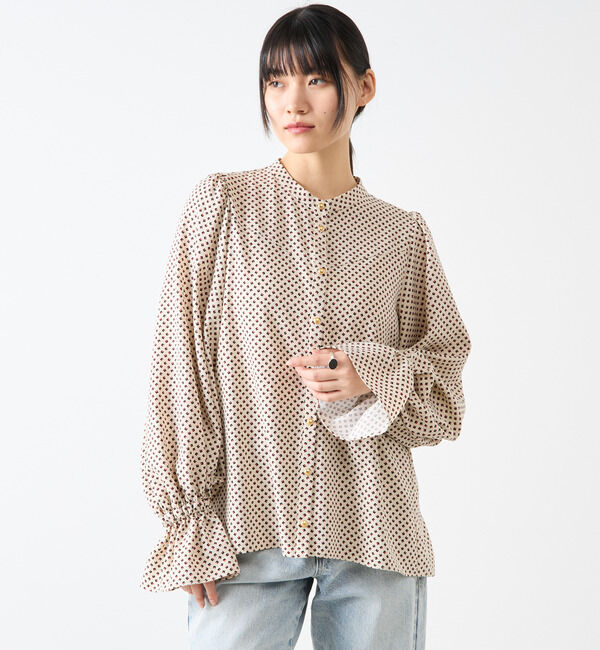 Soffitto「幾何学柄プリントキャンディースリーブブラウス」|シャツ・ブラウス|