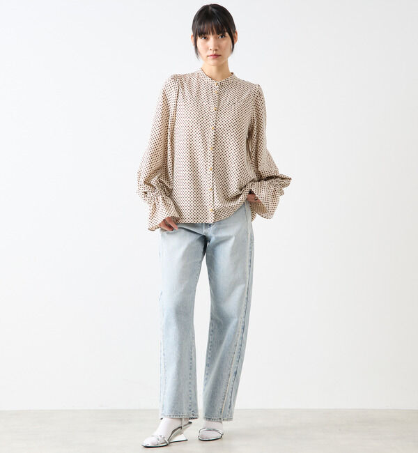 Soffitto「幾何学柄プリントキャンディースリーブブラウス」|シャツ・ブラウス|