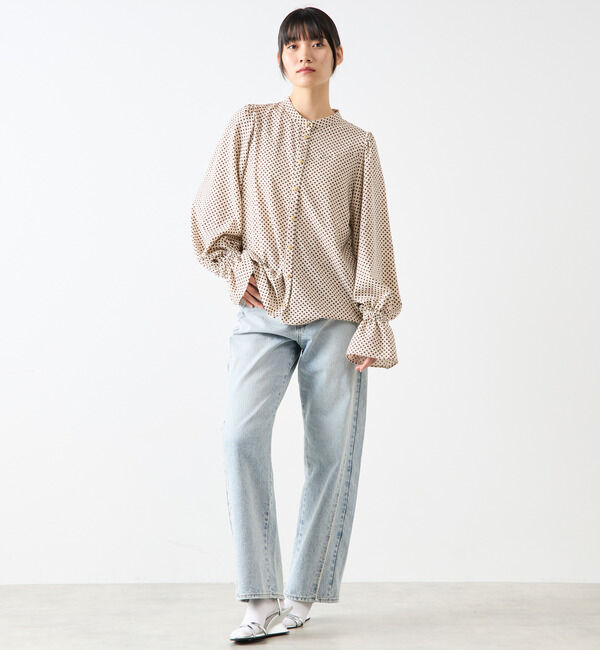 Soffitto「幾何学柄プリントキャンディースリーブブラウス」|シャツ・ブラウス|