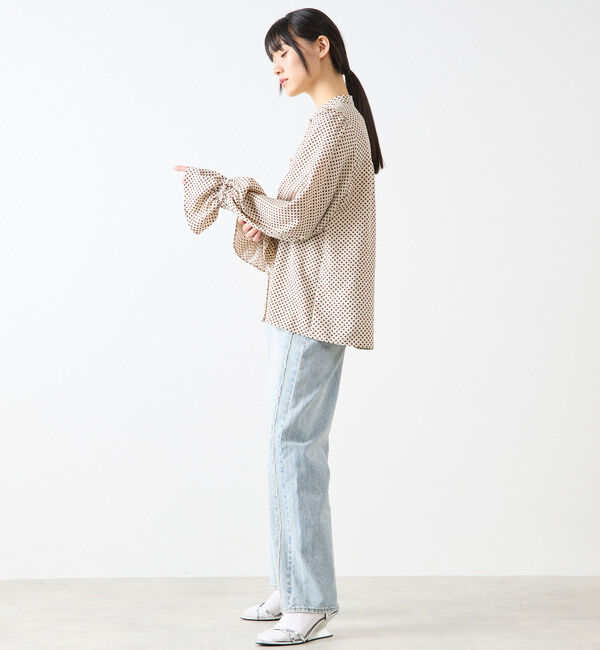 Soffitto「幾何学柄プリントキャンディースリーブブラウス」|シャツ・ブラウス|