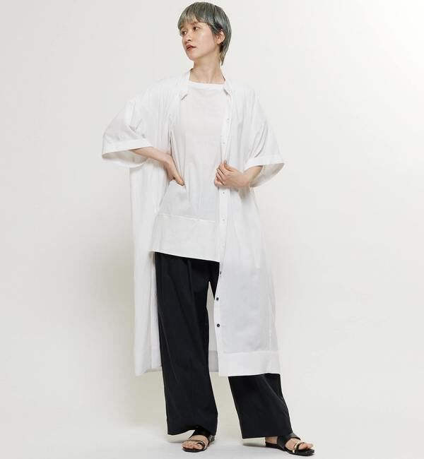 Soffitto「【nota della mano sinistra（ノータ デラ マノ シニストラ）】5分袖前開きシャツワンピ－ス」|ワンピース|